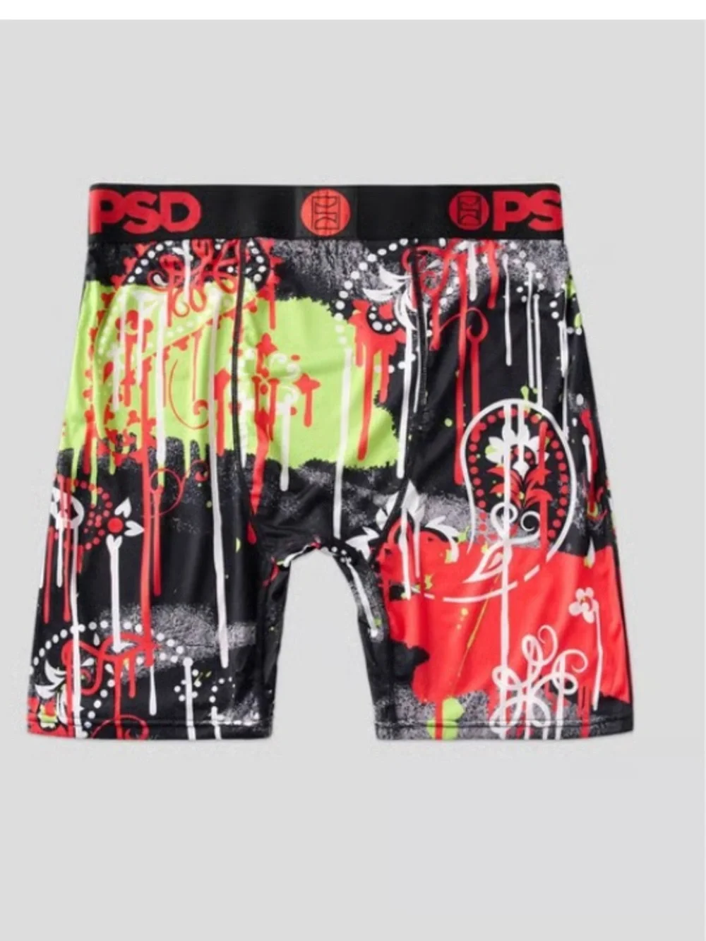 PSD Men's Paisley Print Briefs - Paisley Drip Black/Red, Size Large, NEW NWT